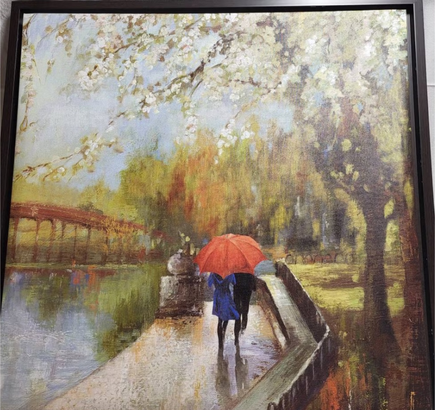 Moving sale —Framed Painting of People with Umbrella