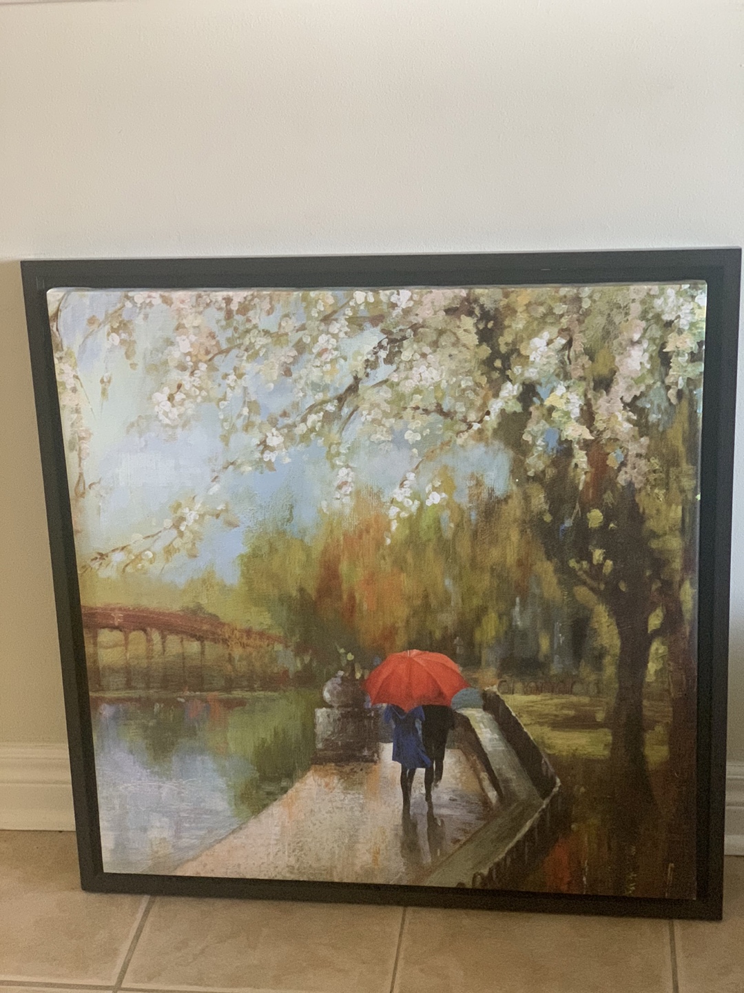 Moving sale —Framed Painting of People with Umbrella - photo 4