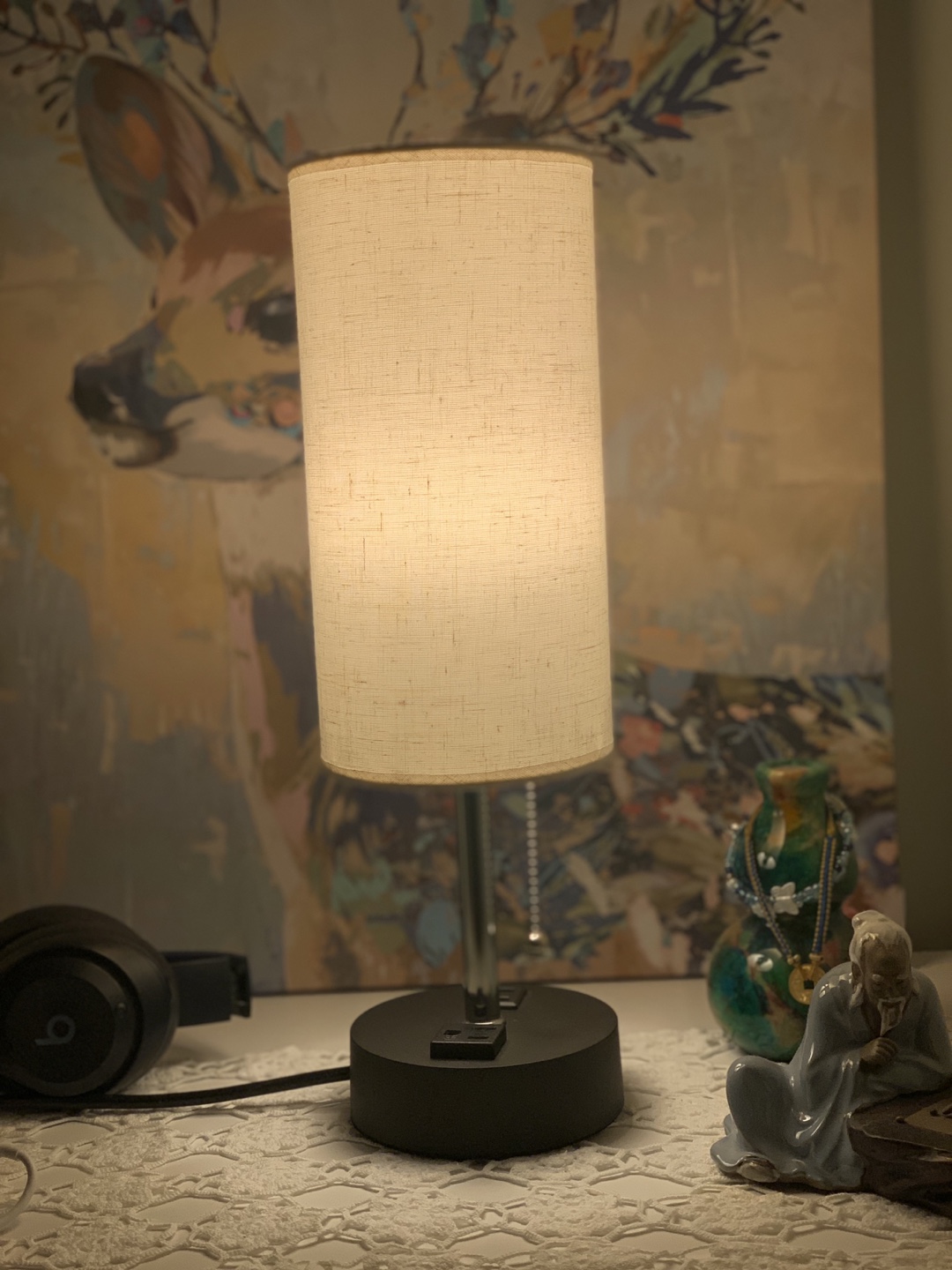 Moving sale—USB Table Lamp with Beige Shade - photo 2