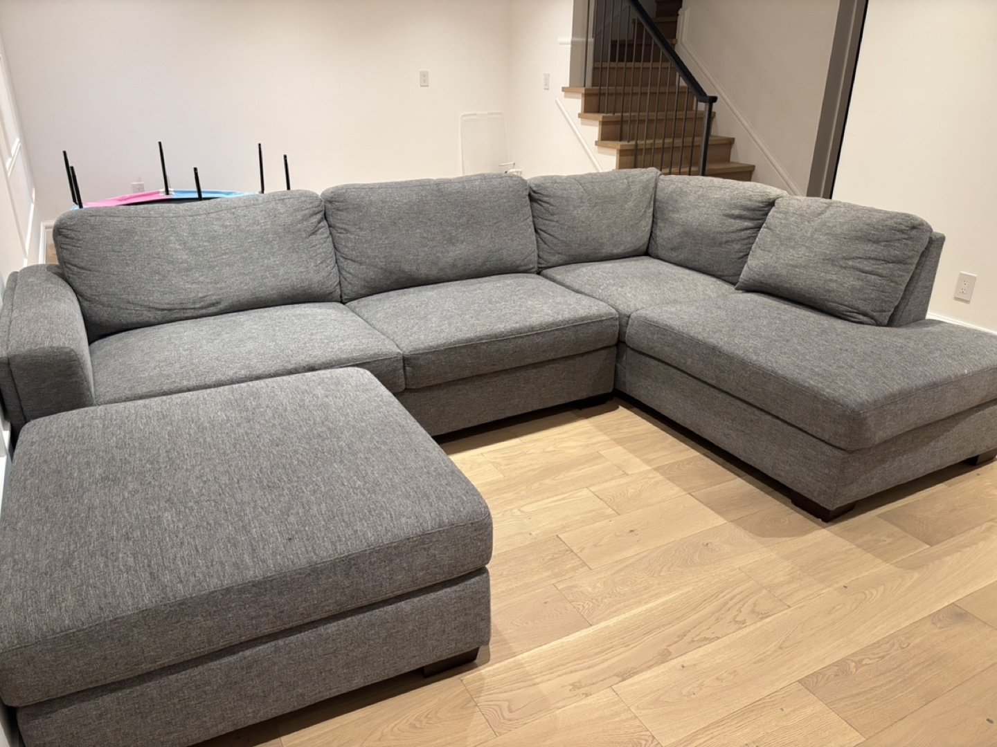 Grey Sectional Sofa with Ottoman