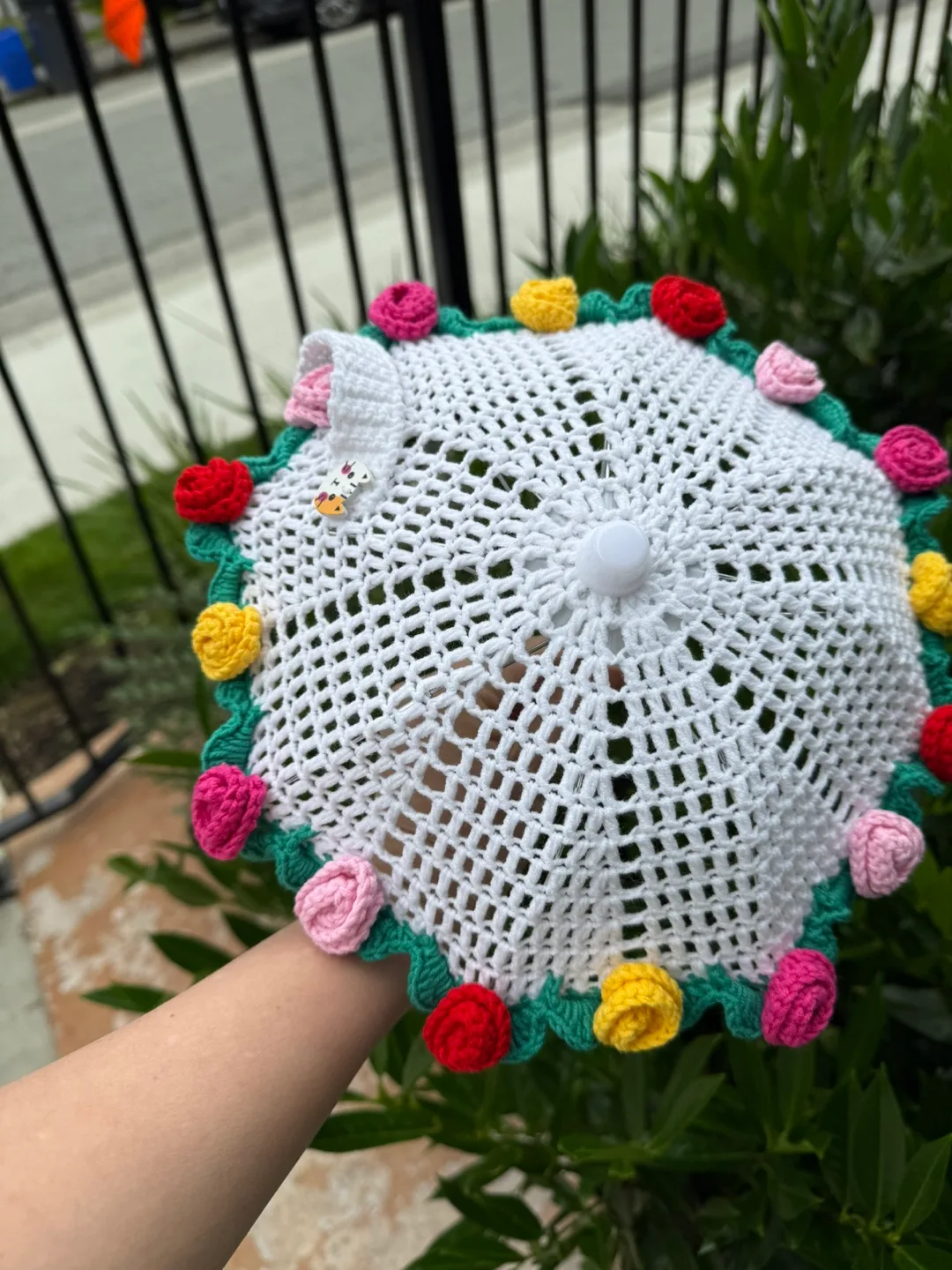 Crocheted Umbrella with Floral Accents image indicator(4)