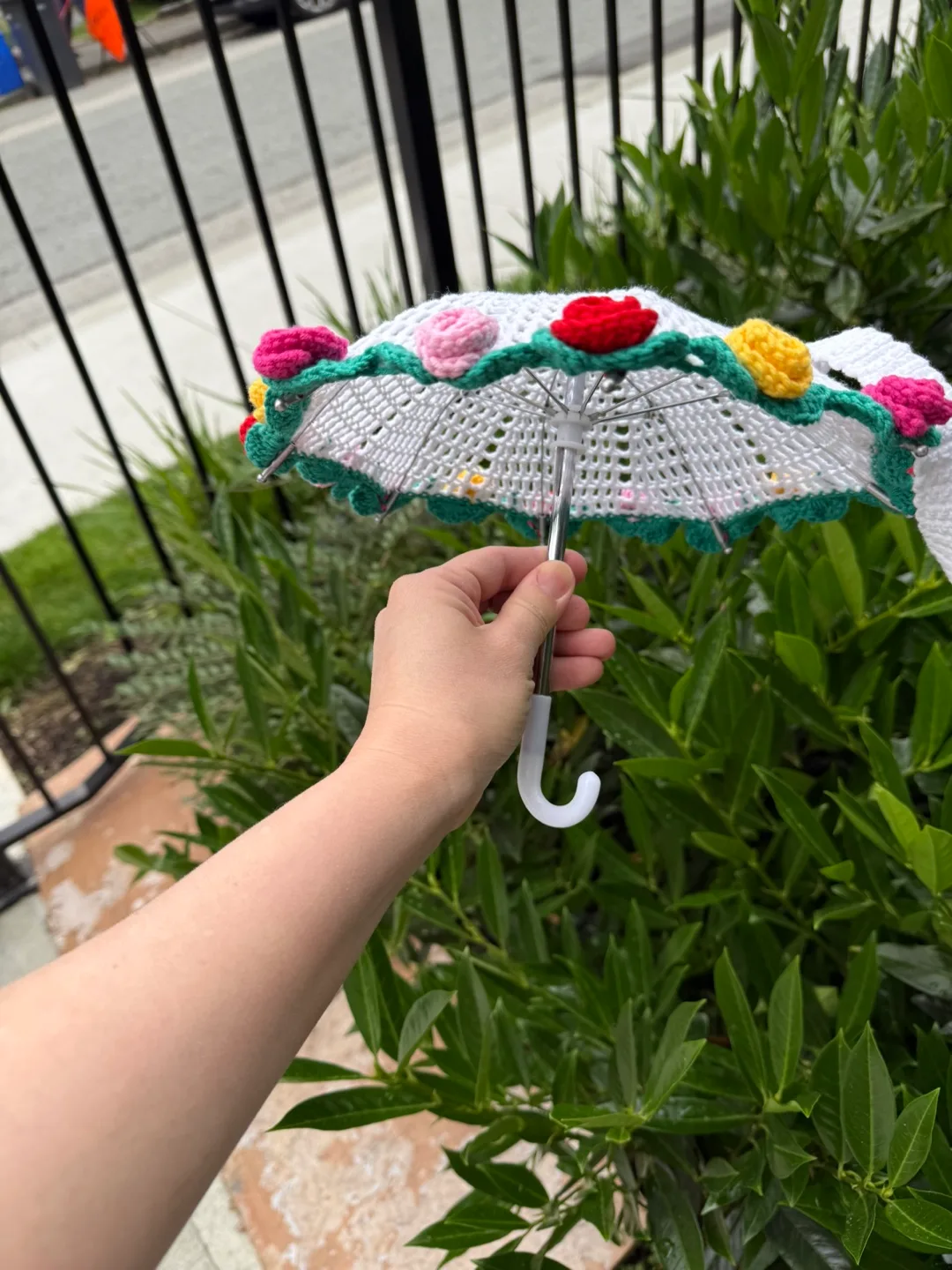 Crocheted Umbrella with Floral Accents image indicator(2)