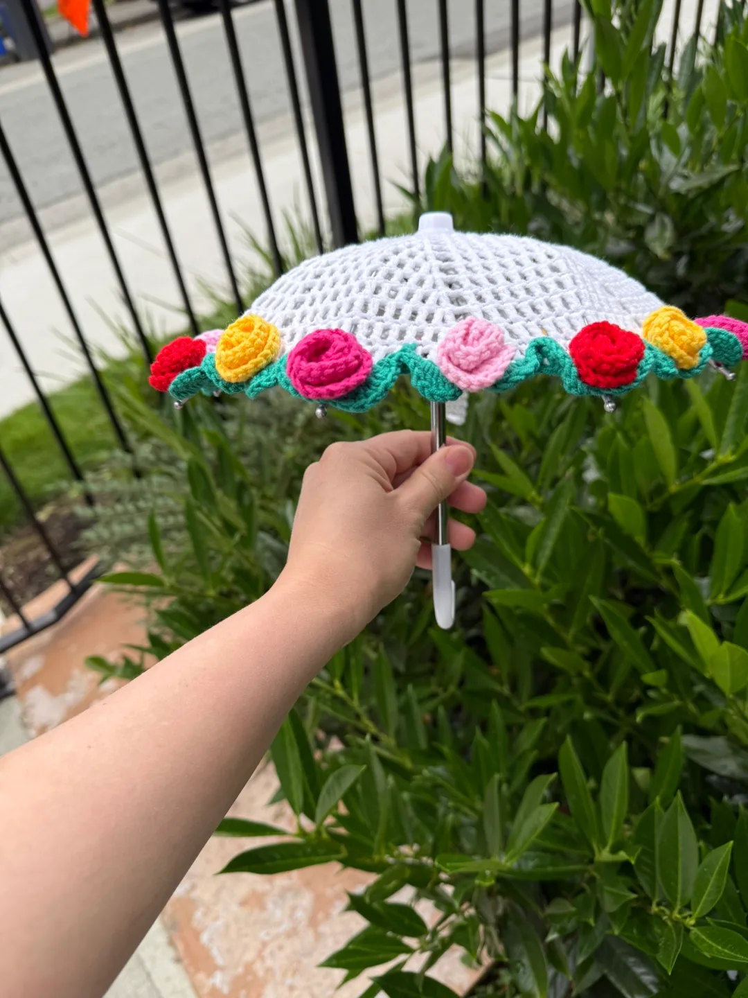 Crocheted Umbrella with Floral Accents image indicator(3)