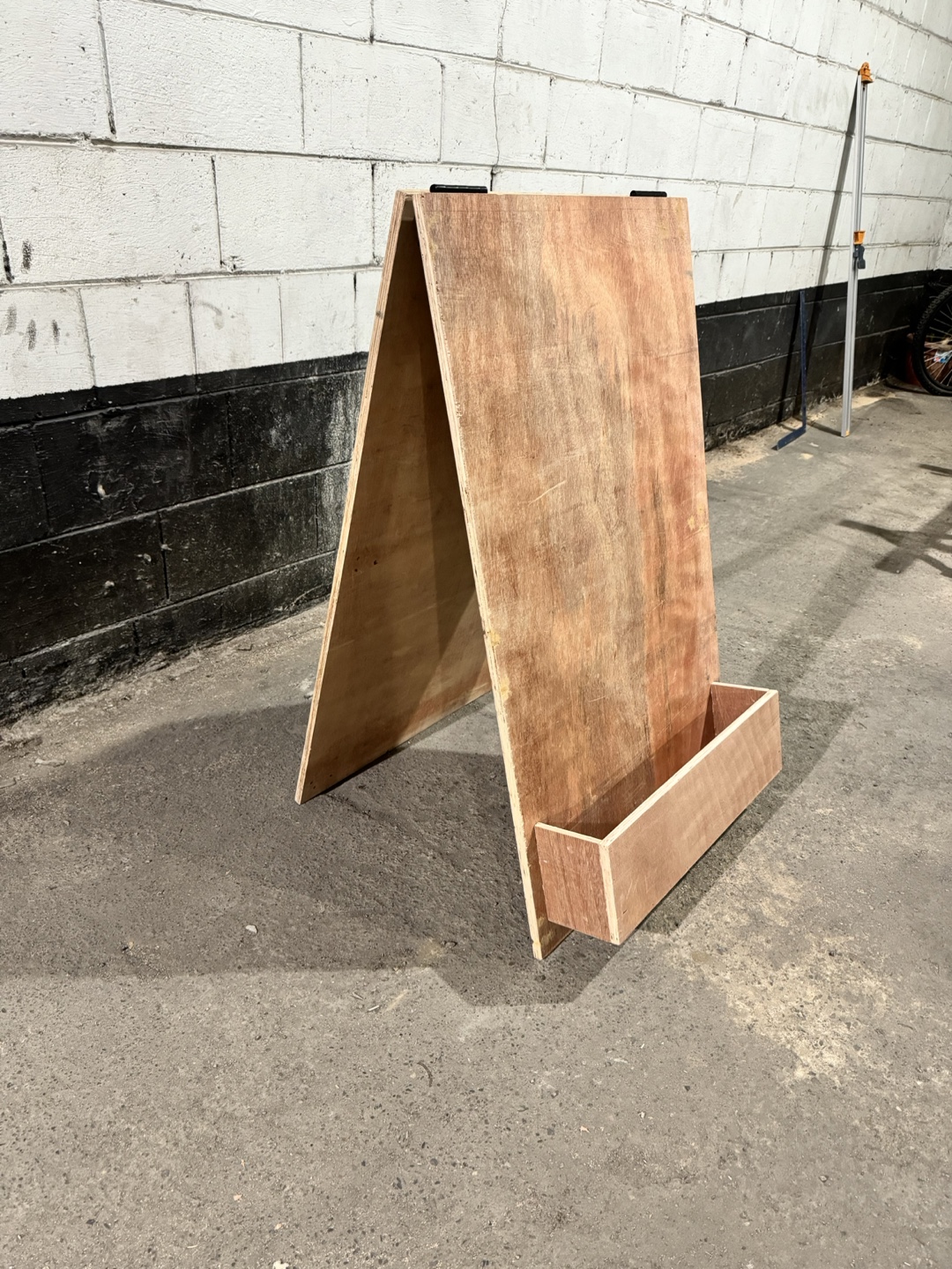wooden A-frame sign