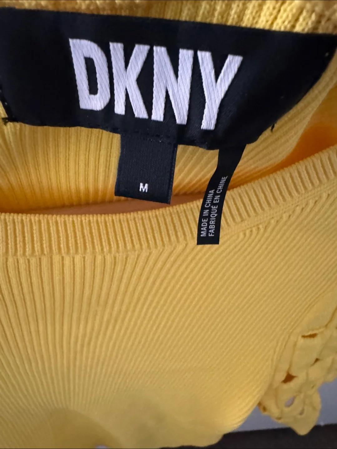 DKNY Yellow Ribbed Top - Size M image indicator(2)