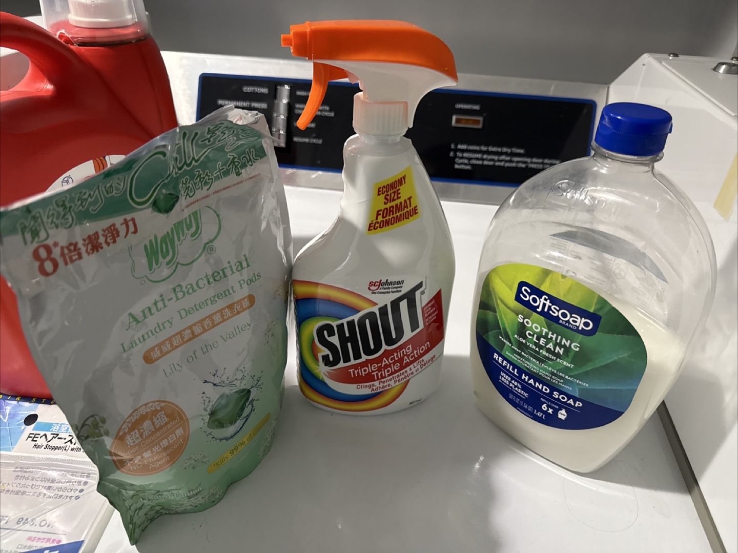 All 3 in $5, laundry pod, stain remover & hand soap refill