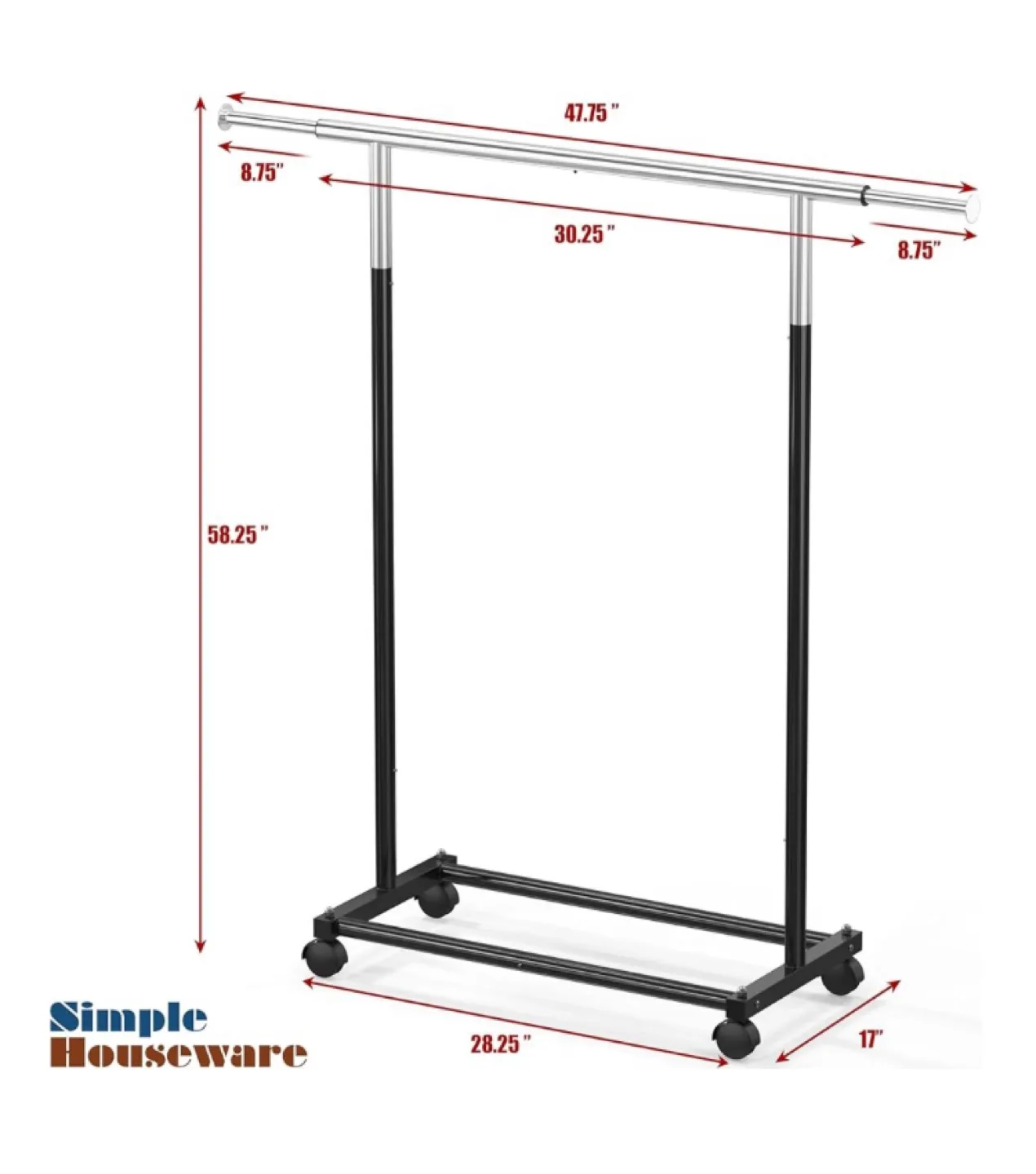 Clothing Garment Rack + 30 Black Hangers image indicator(6)