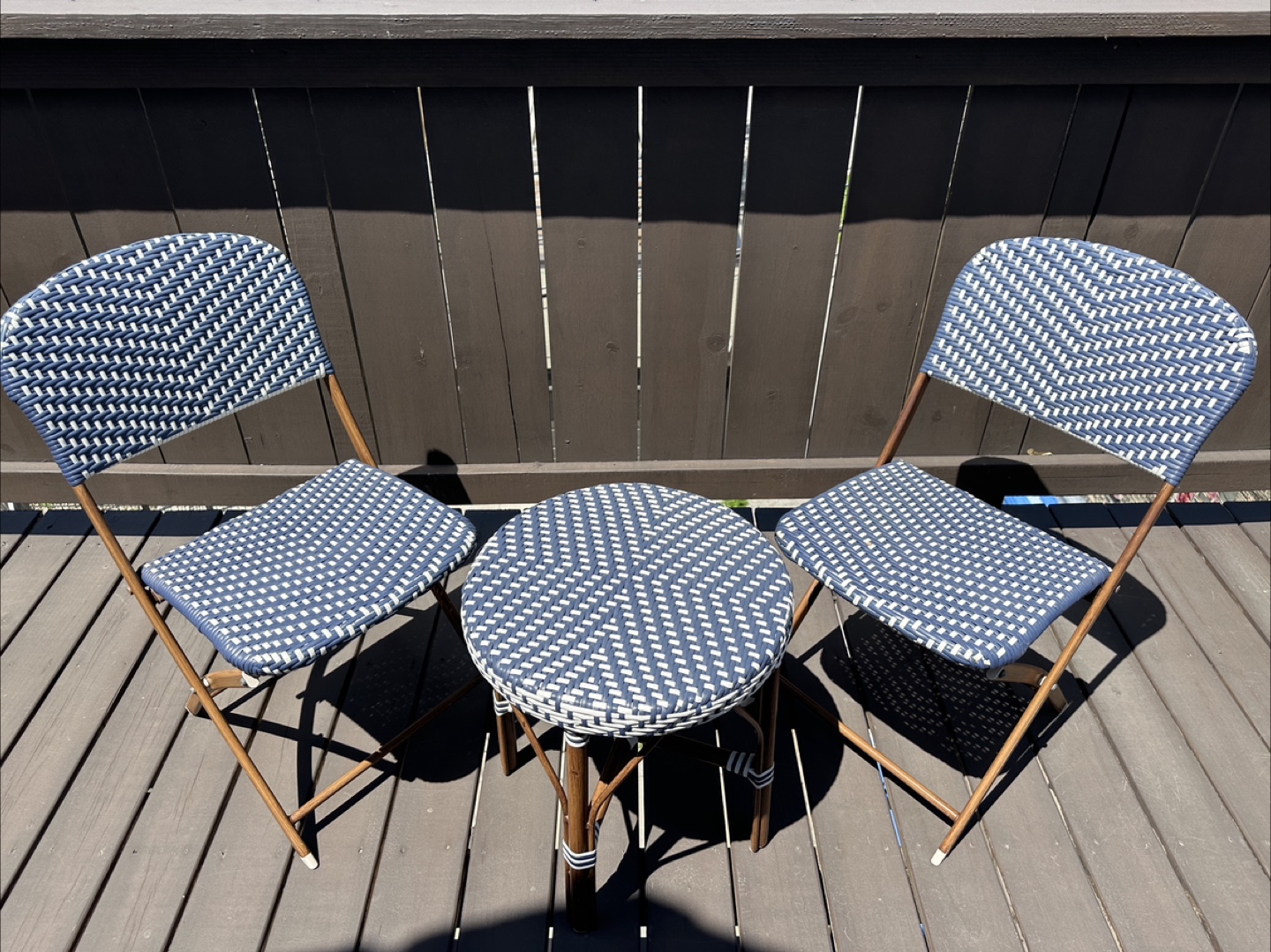 Bistro Set - Table and Chairs - Blue & White