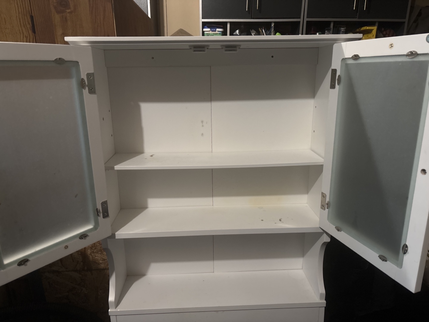 White Bathroom Cabinet with Glass Doors - photo 2