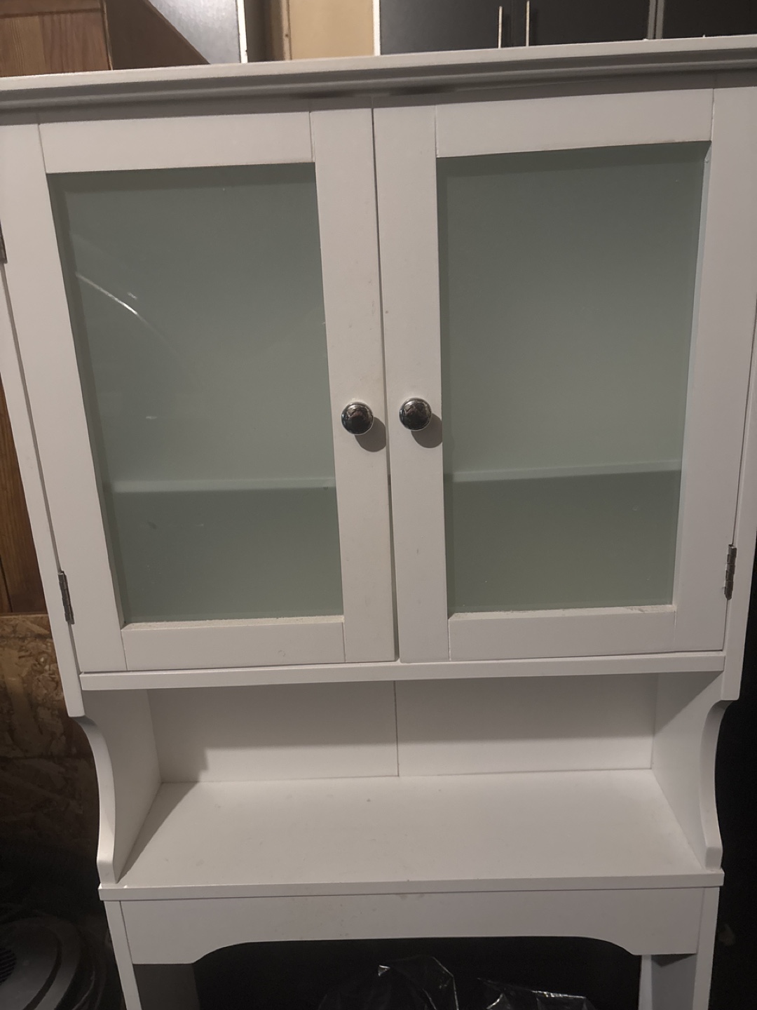 White Bathroom Cabinet with Glass Doors
