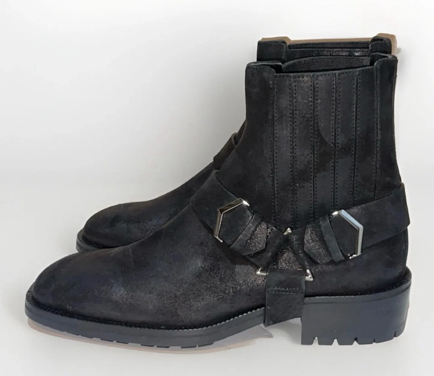 JIMMY CHOO Leather Riding Boots Size 41 , 8 US Black Biker Boots thumbnail