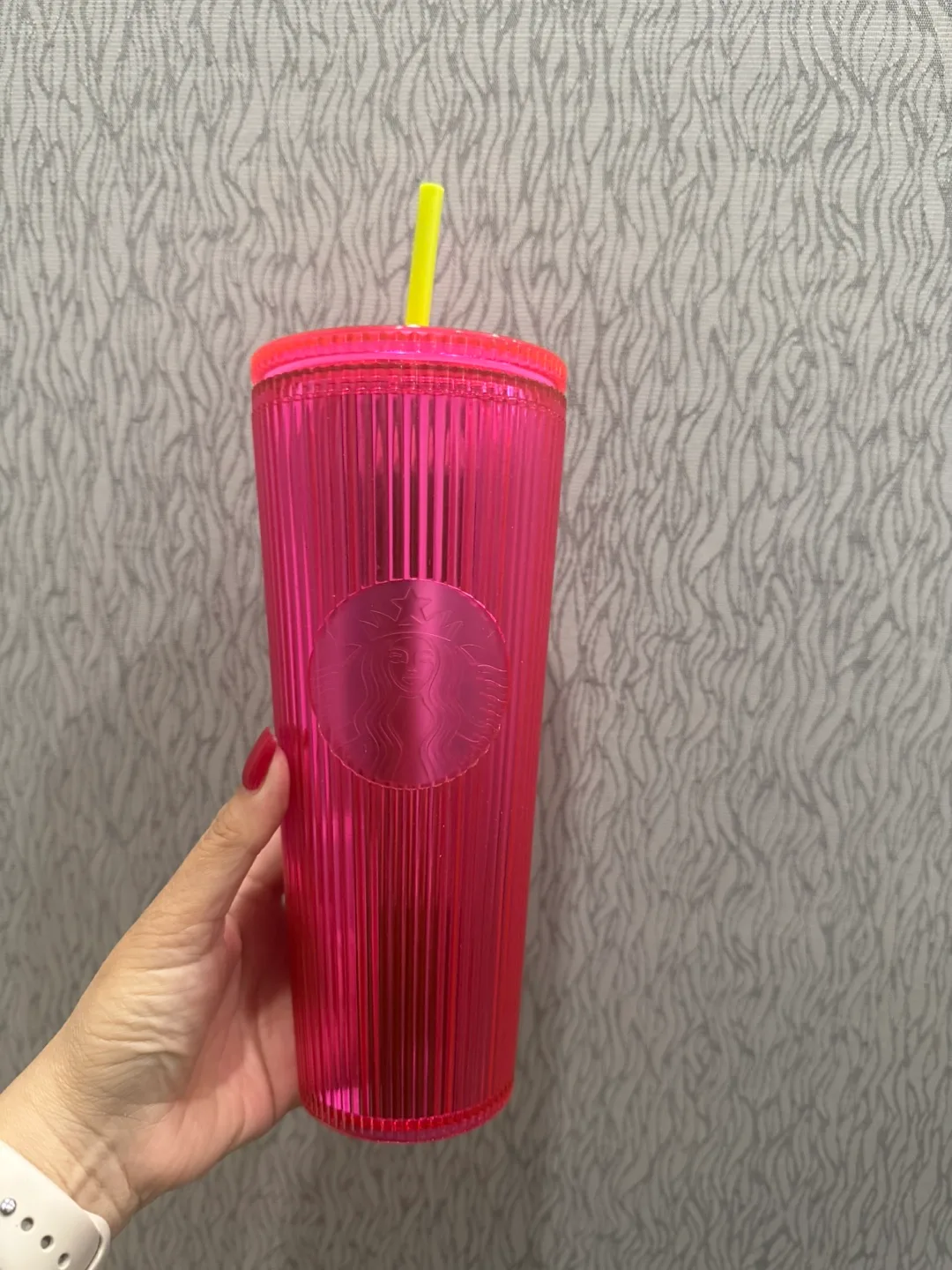Starbucks Pink Ribbed Tumbler - 24 oz thumbnail