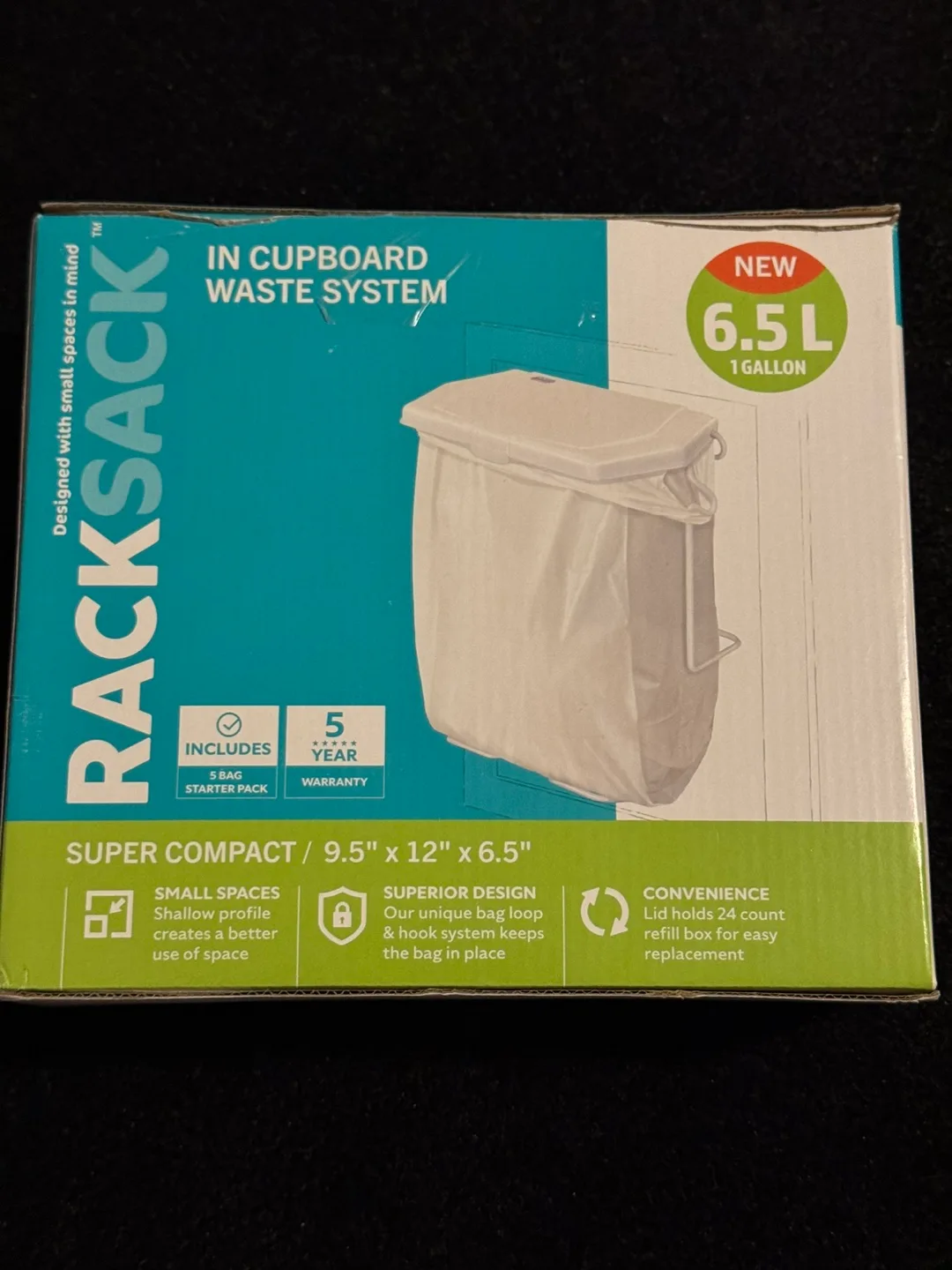 Rack Sack Compact Garbage with lid  - 6.5L thumbnail
