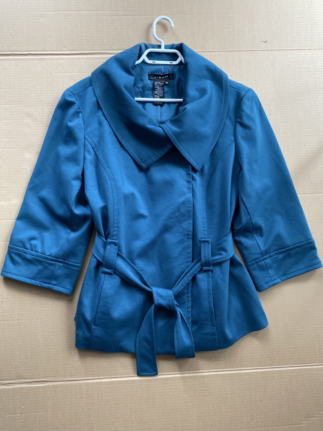 Light Teal Belted Jacket - Size XL