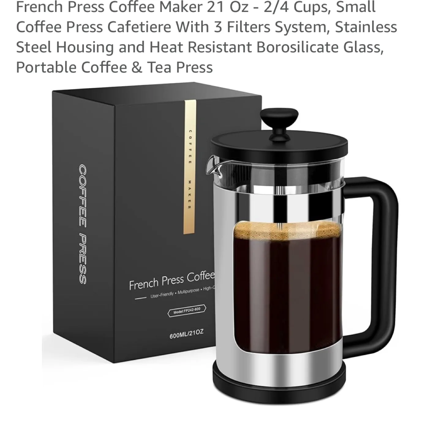 French Press Coffee Maker, 21 oz (600ml) thumbnail