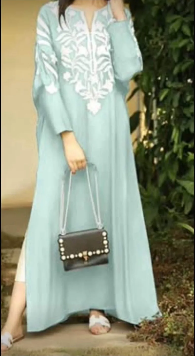 Light Blue Embroidered Dress image indicator(2)