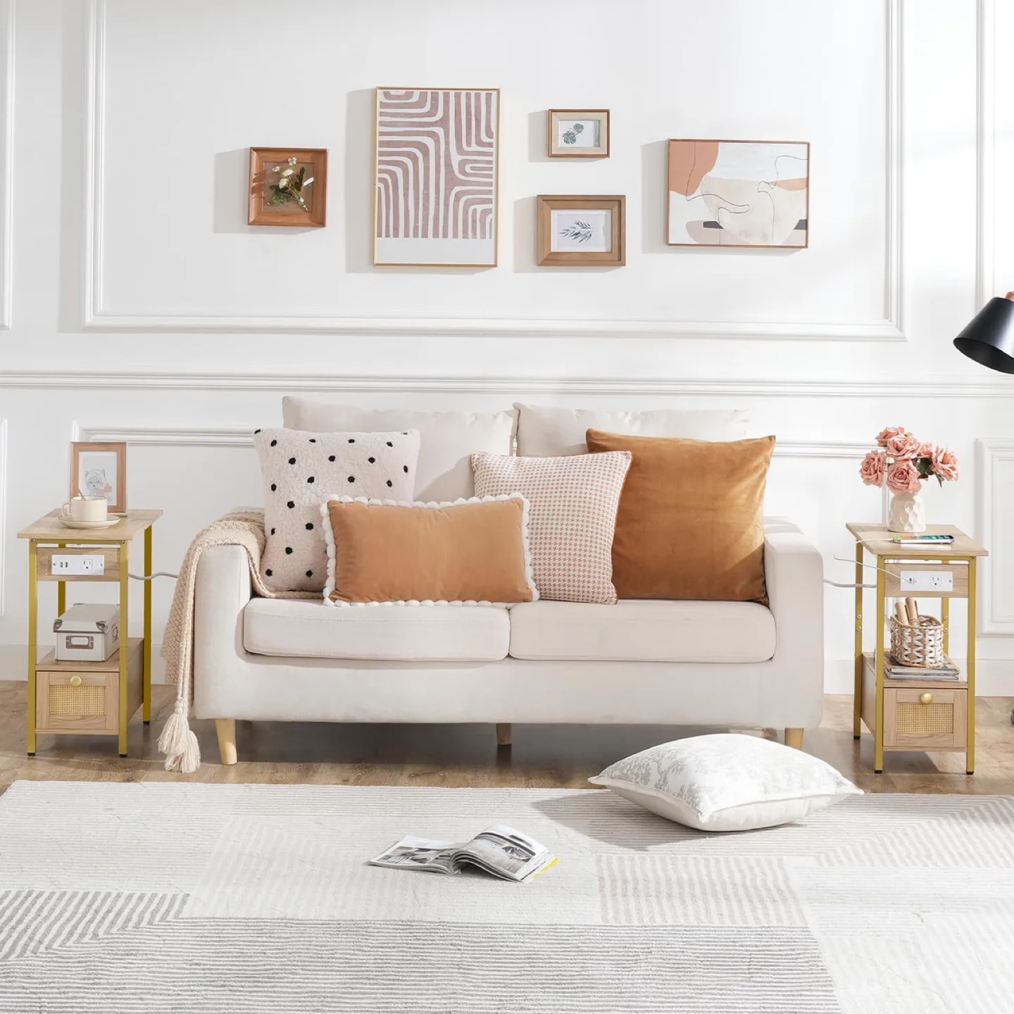 HOOBRO Narrow End Table with Charging Station PAIR image indicator(4)