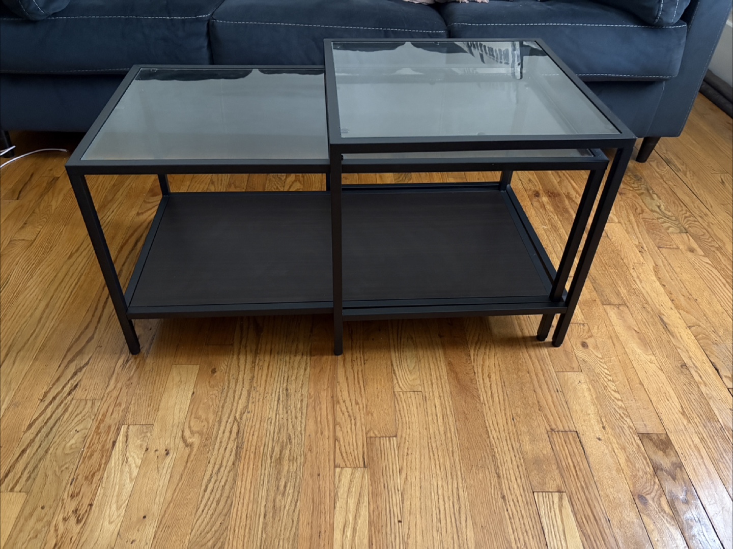 Black Metal & Glass End Table - photo 2