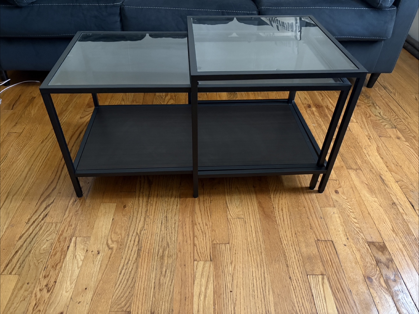 Black Metal & Glass End Table