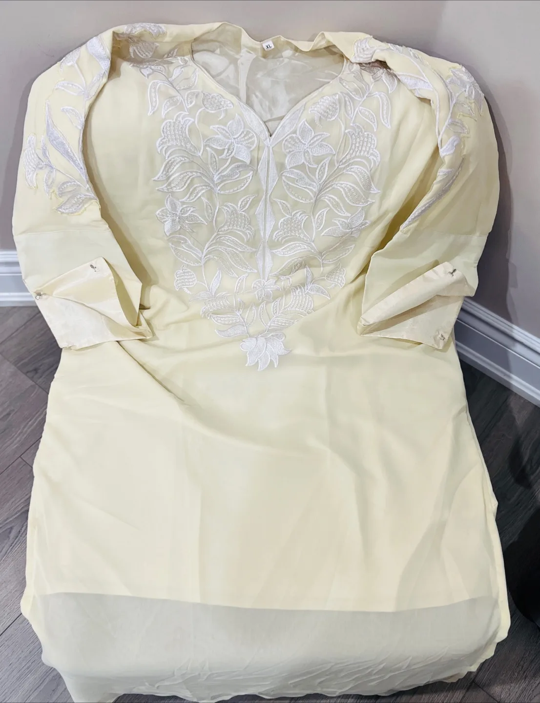 Embroidered kaftan - Cream lemon Colour thumbnail