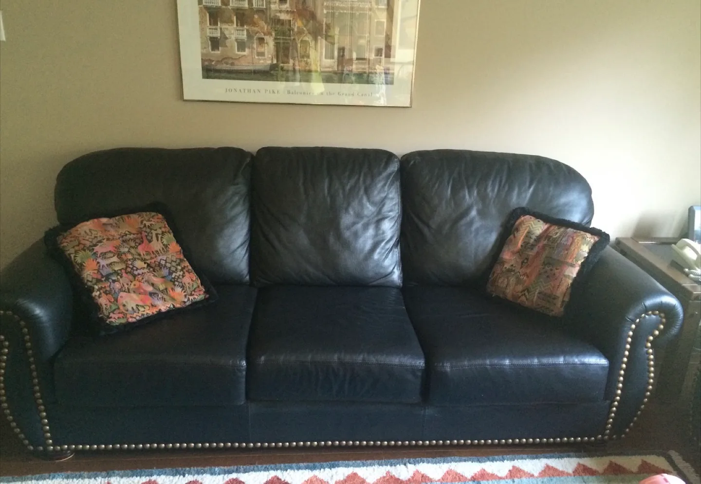 Black Leather Sofa $200 thumbnail