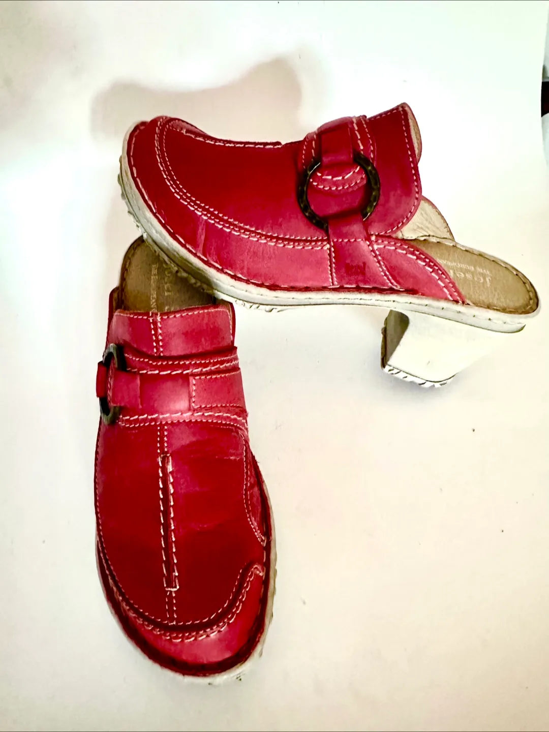 Rare! Vintage Josef Seibel Red mules size 38/US 7-7.5 thumbnail