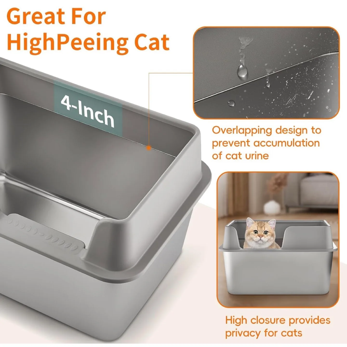 Stainless Steel Litter Box with Lid Extra Large image indicator(5)