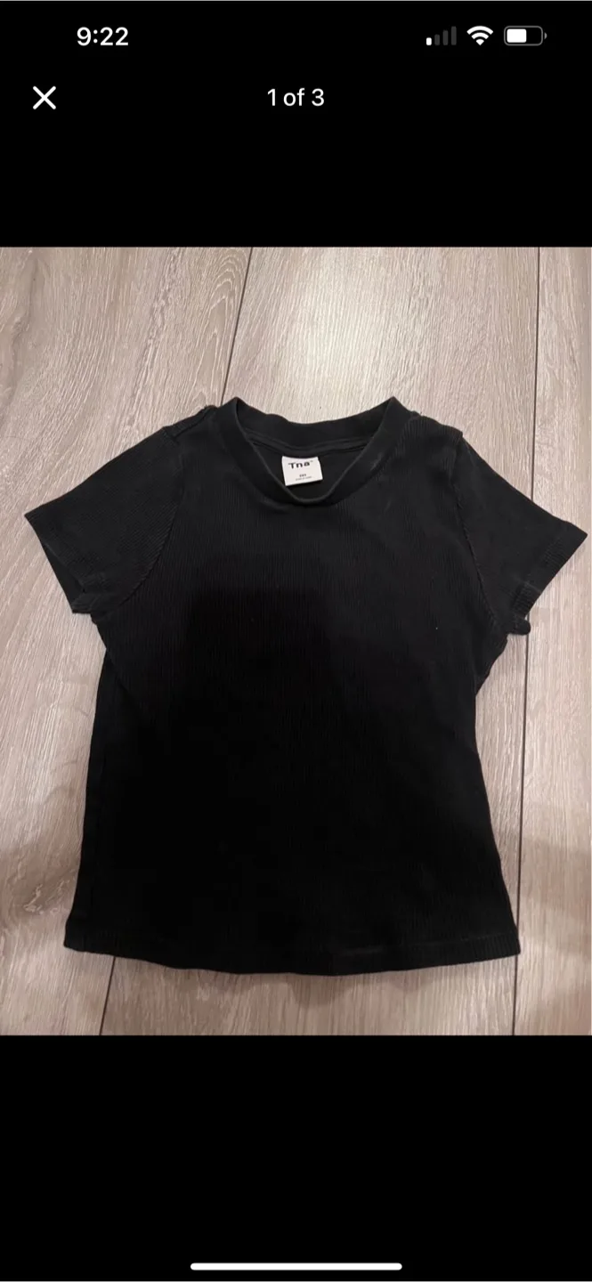 Black Aritzia TNA Black Ribbed T-Shirt - Size XXS thumbnail
