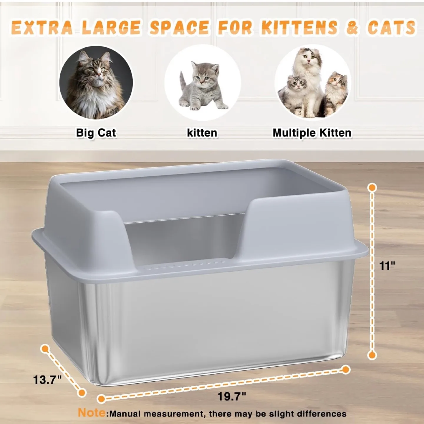 Stainless Steel Litter Box with Lid Extra Large image indicator(3)