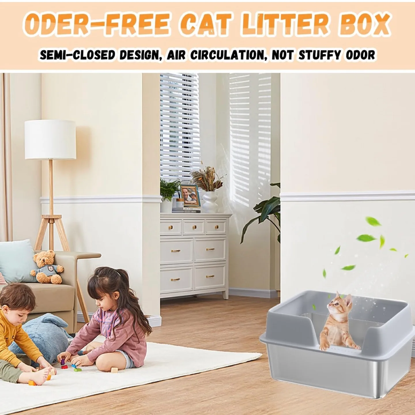 Stainless Steel Litter Box with Lid Extra Large image indicator(5)