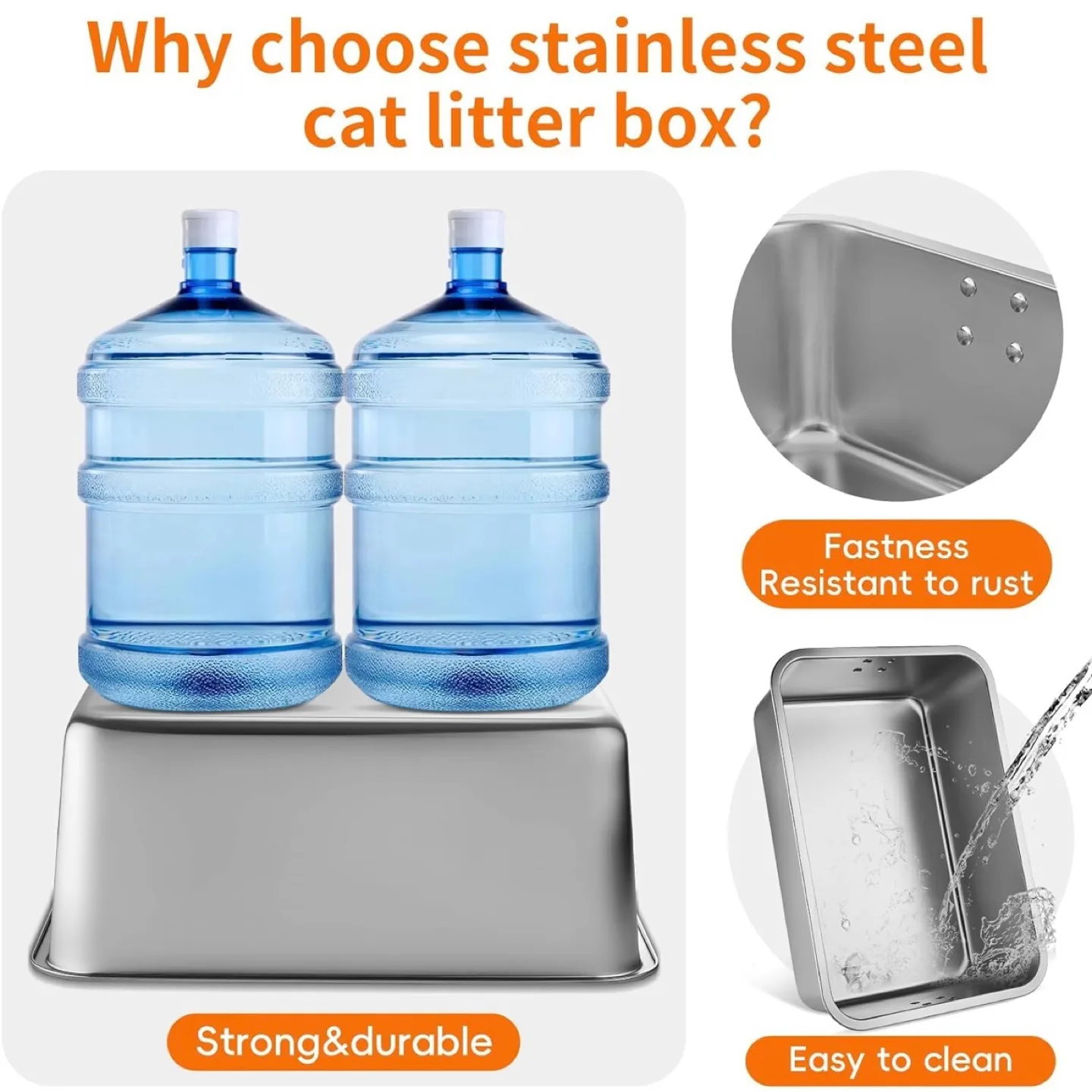 Stainless Steel Litter Box with Lid Extra Large image indicator(7)