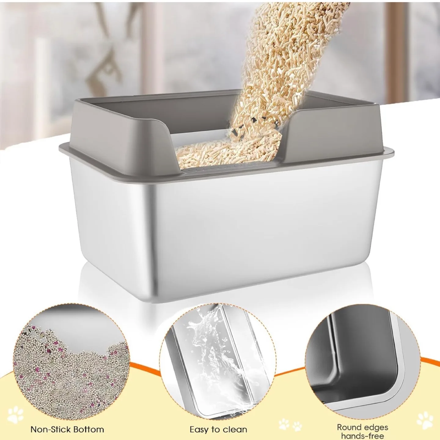Stainless Steel Litter Box with Lid Extra Large image indicator(8)