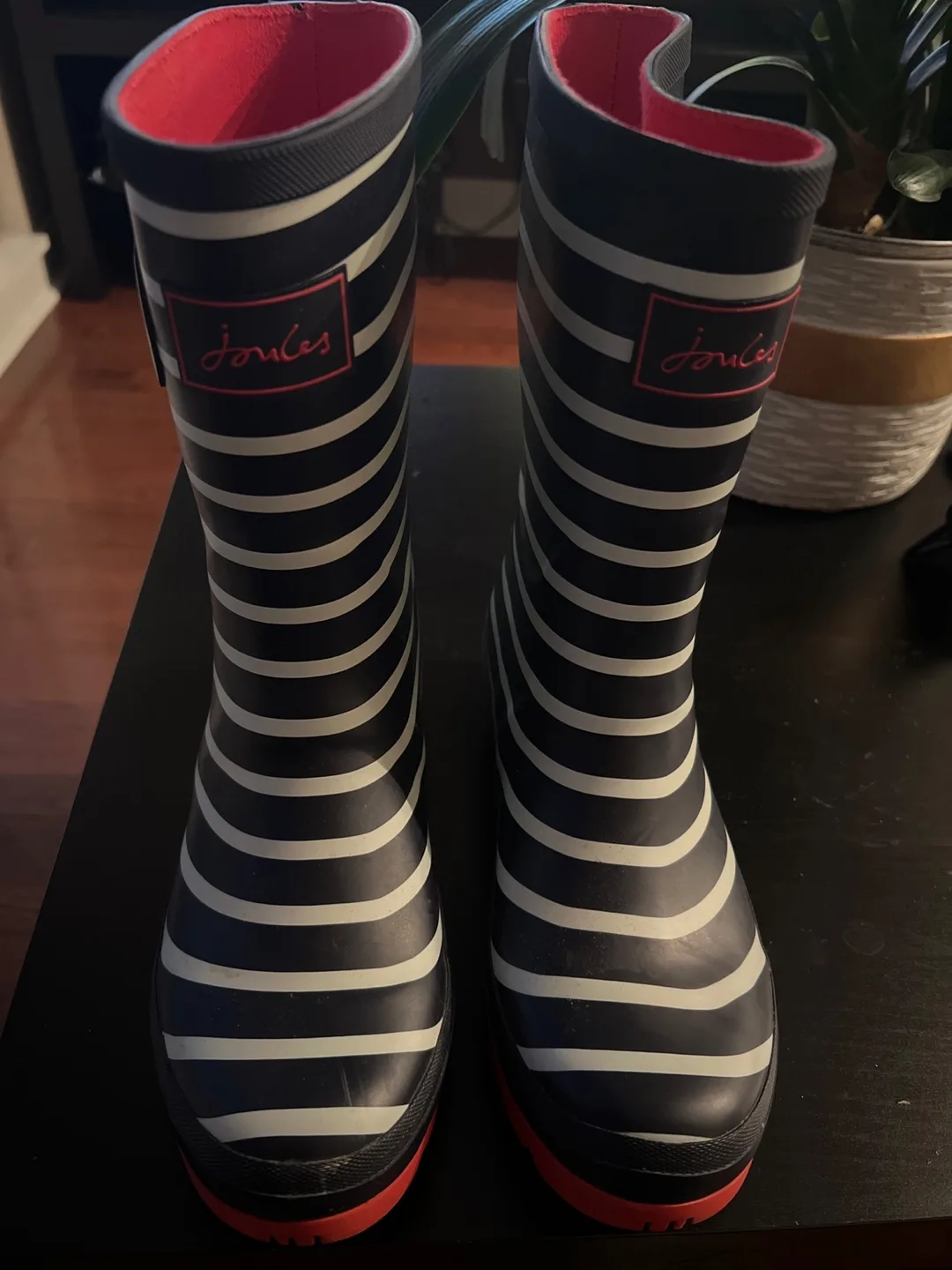 Joules Molly Welly Rain Boots - Navy Stripe, Size 5 thumbnail