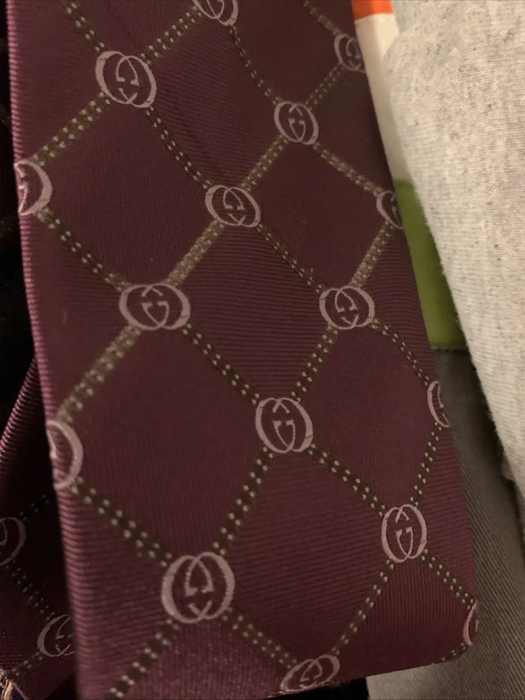 Gucci Tie - Burgundy with GG Pattern thumbnail