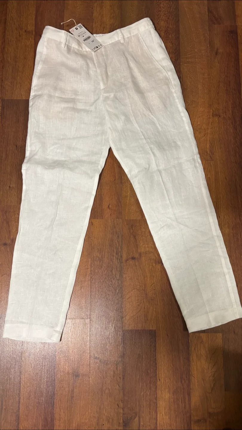 Zara 100% Linen Pants Mens Size M thumbnail