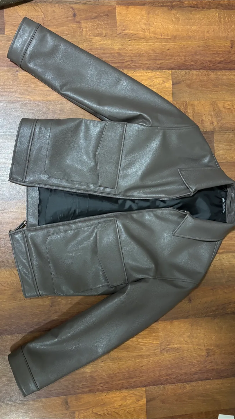 Zara Faux Leather Washed Jacket thumbnail