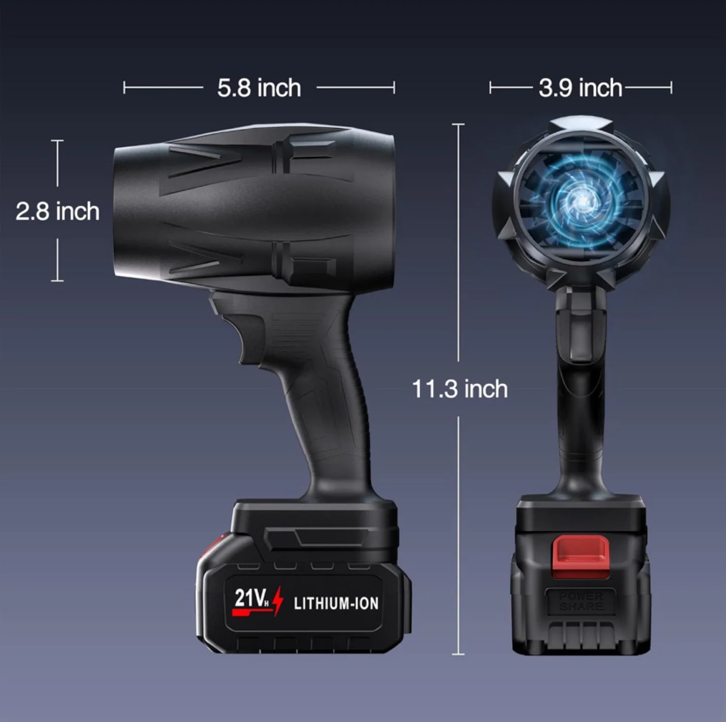 Cordless Turbo Jet Blower , High-Speed Motor image indicator(2)