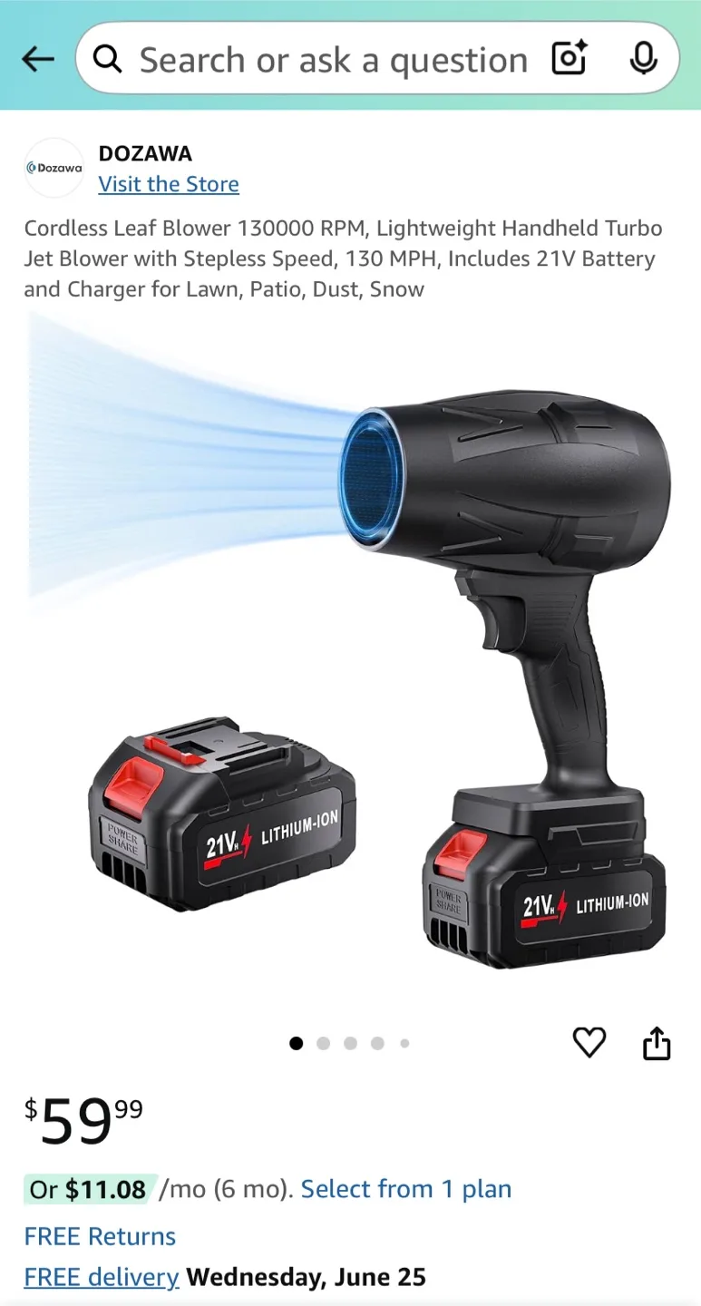 Cordless Turbo Jet Blower , High-Speed Motor image indicator(8)