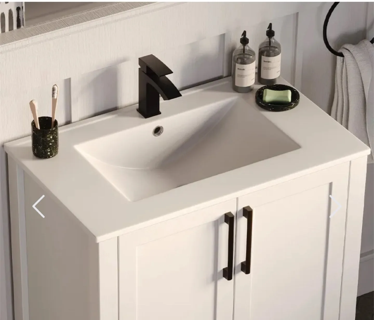 30" Porcelain vanity top with rectangular sink image indicator(5)