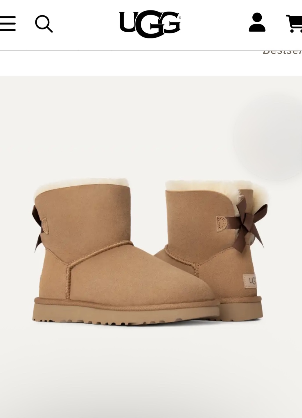 UGG Mini Bailey Bow II Boots - Size 7 - Chestnut