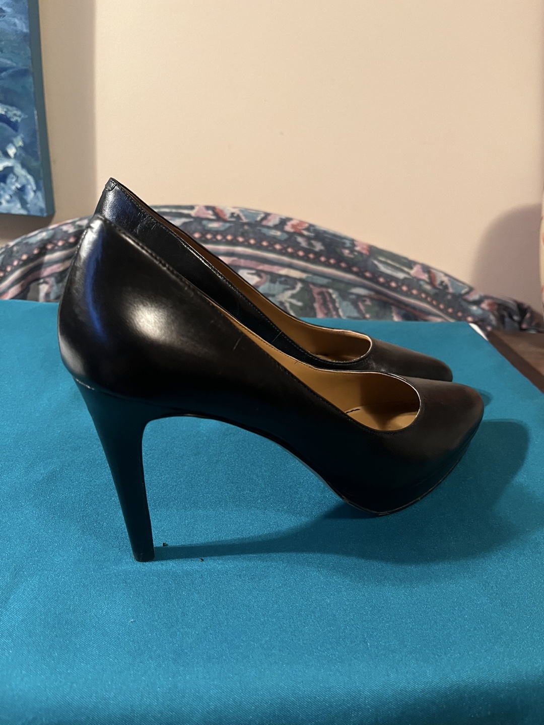 Nine West Black Leather Platform Heels - Size 8.5 M - photo 5