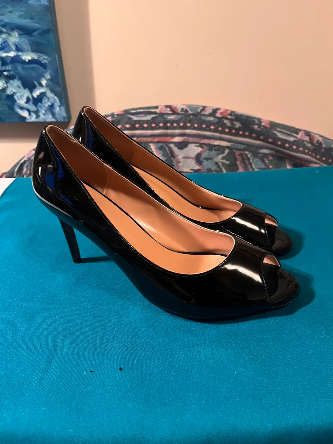 Black Peep toe heels - Size 8.5 thumbnail