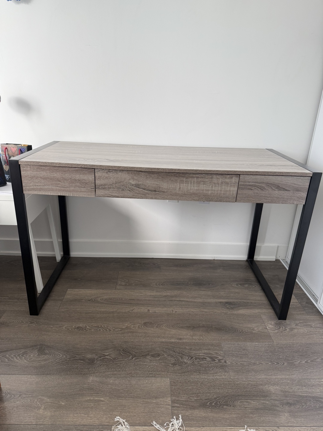 Wood and Black Metal Desk