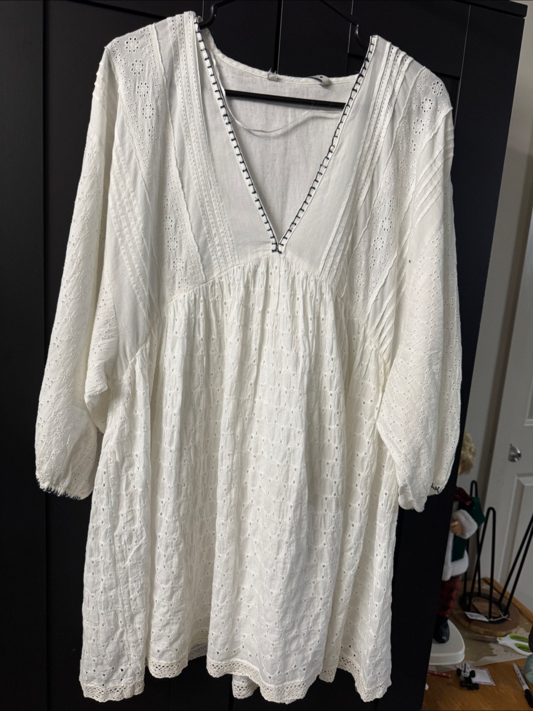 Zara White Embroidered Tunic Top - Size M - photo 2