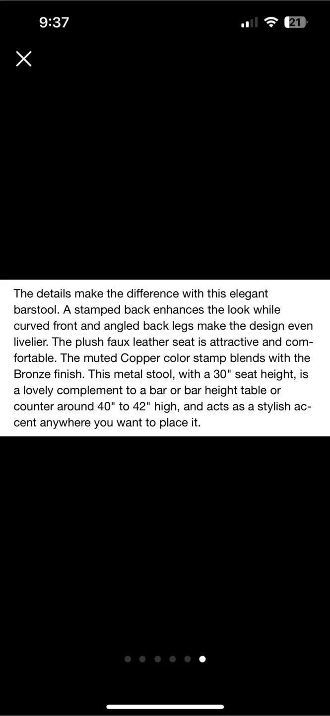 Linon Home Decor Bailey Stamped Back Bar Stool image indicator(5)