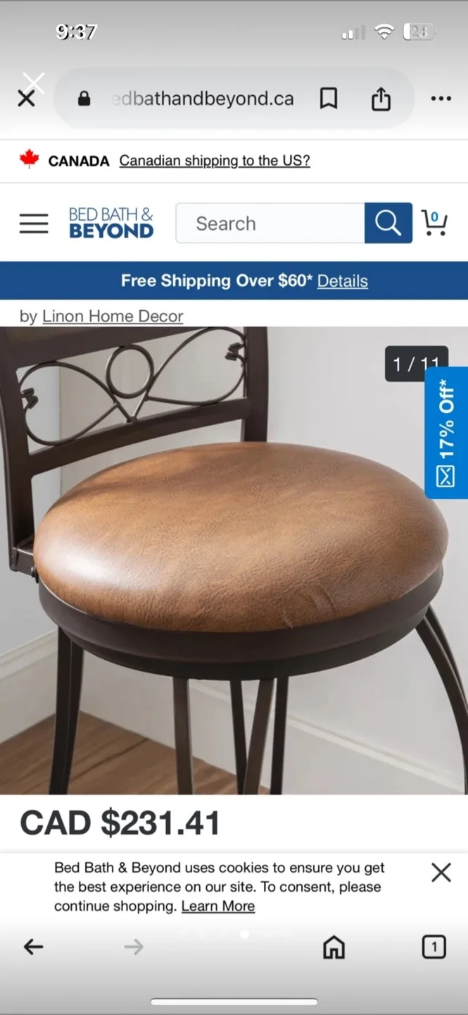 Linon Home Decor Bailey Stamped Back Bar Stool image indicator(4)