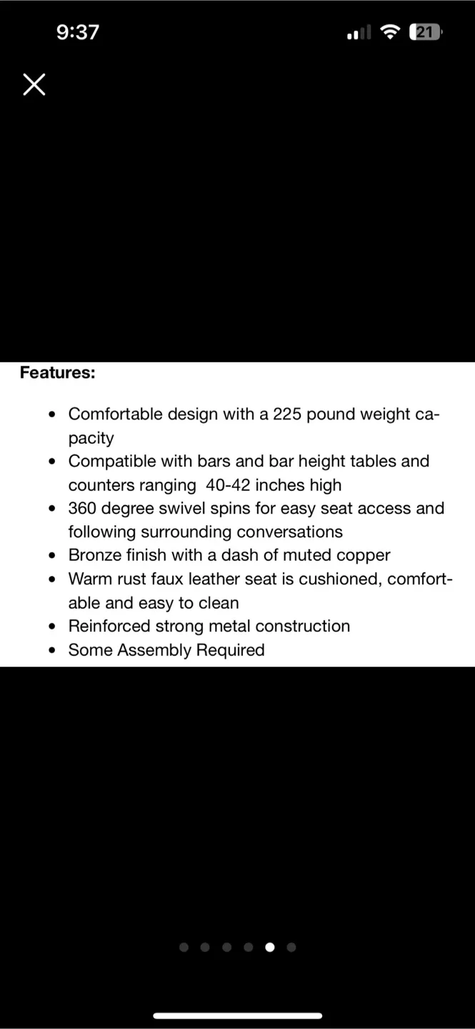 Linon Home Decor Bailey Stamped Back Bar Stool image indicator(6)