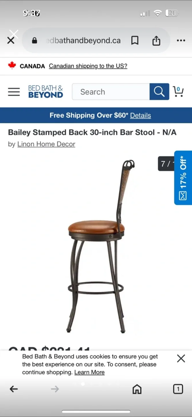 Linon Home Decor Bailey Stamped Back Bar Stool image indicator(2)