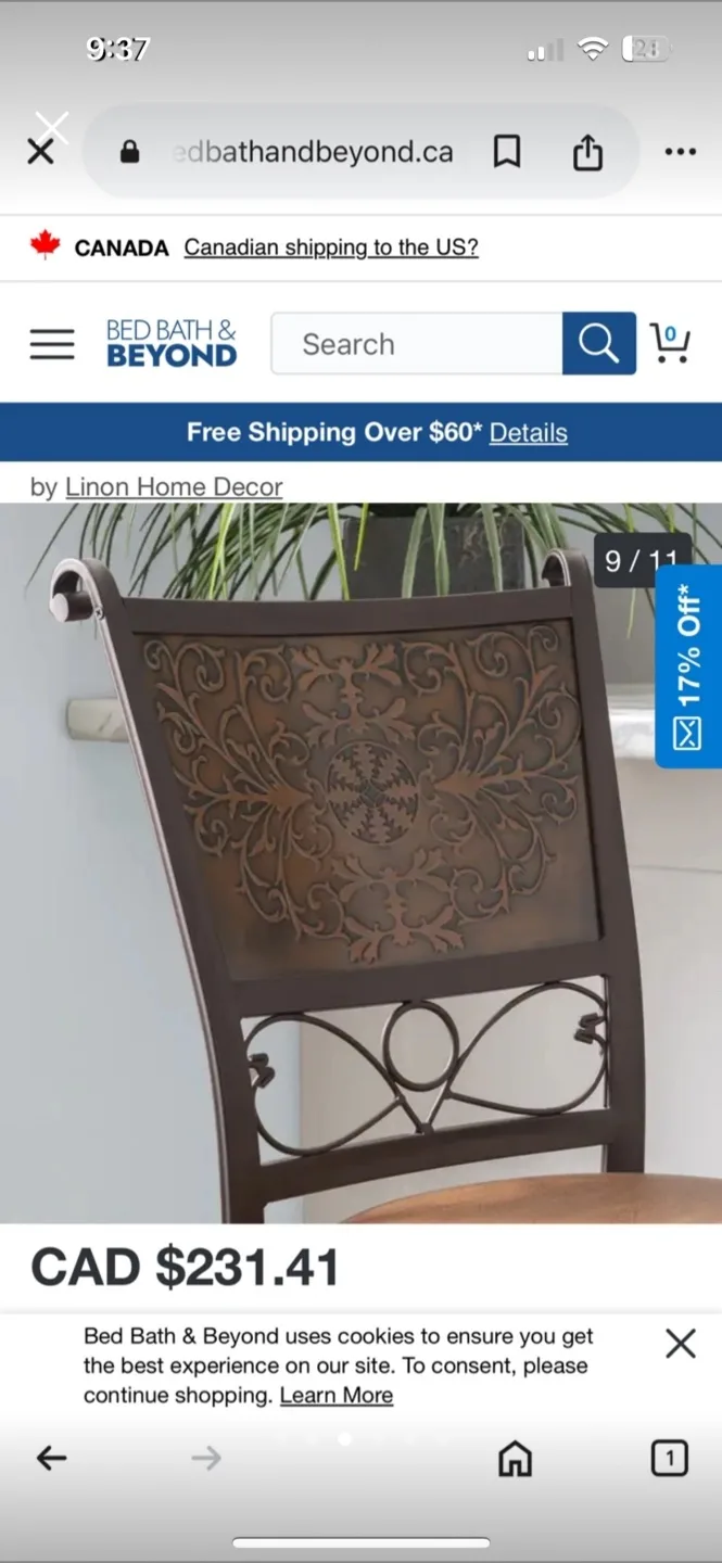 Linon Home Decor Bailey Stamped Back Bar Stool image indicator(3)