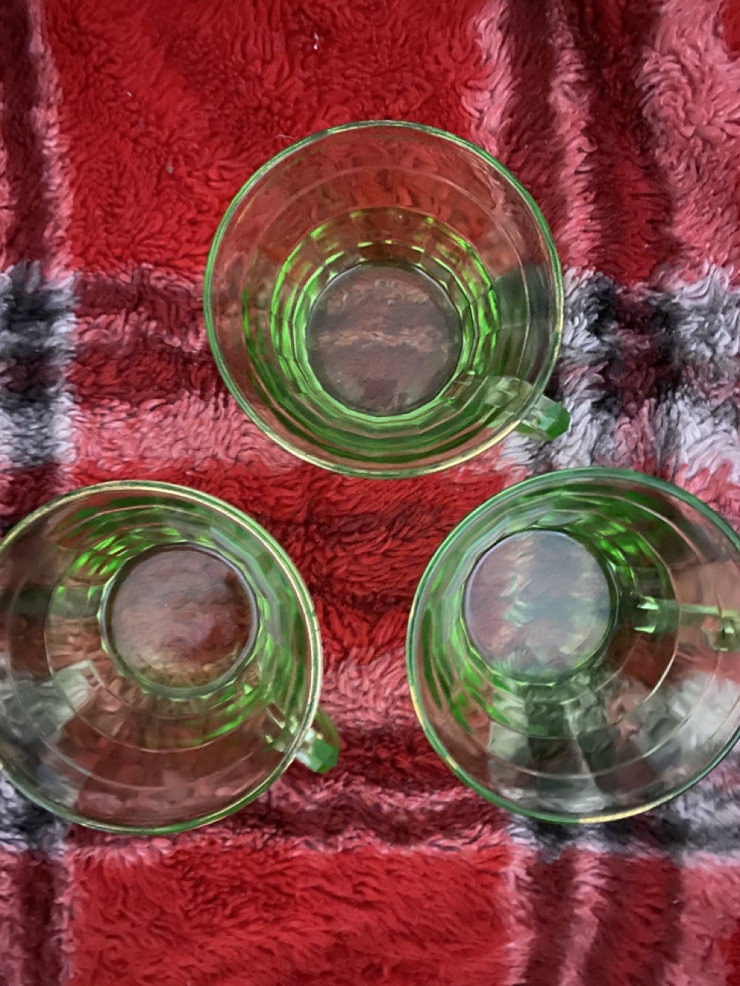 Vintage Green Depression Glass Tea Cups (Set of 3) - photo 4